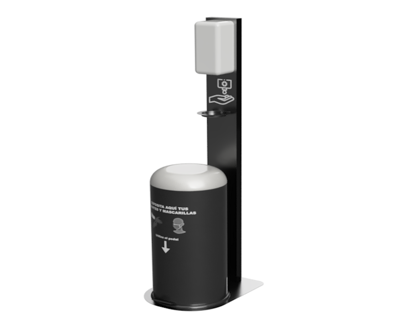 TOTEM CON DISPENSADOR DE GEL Y PAPELERA CON PEDAL “SIN CONTACTO”